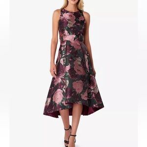 TAHARI ASL METALLIC JACQUARD MIDI DRESS NWT